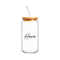 Personalized Glass Cup with Name with sample name Hava